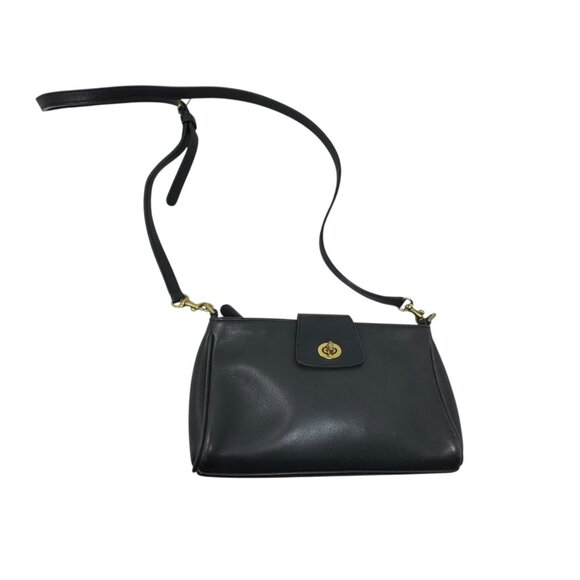 Vintage Coach 9154 Legacy Demi Turnlock Crossbody Black Leather Handbag USA Made - Picture 1 of 13